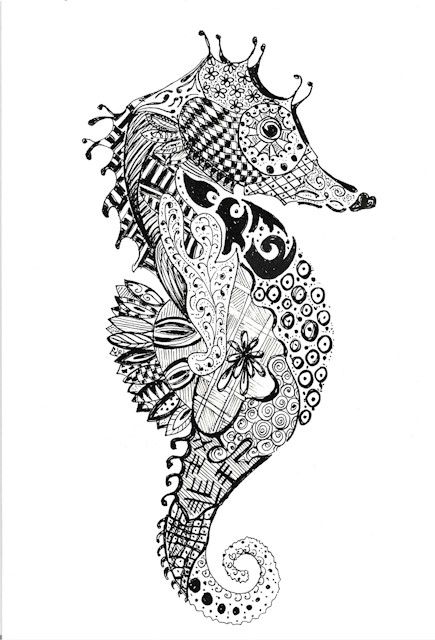 Patterned Seahorse -A3 Print